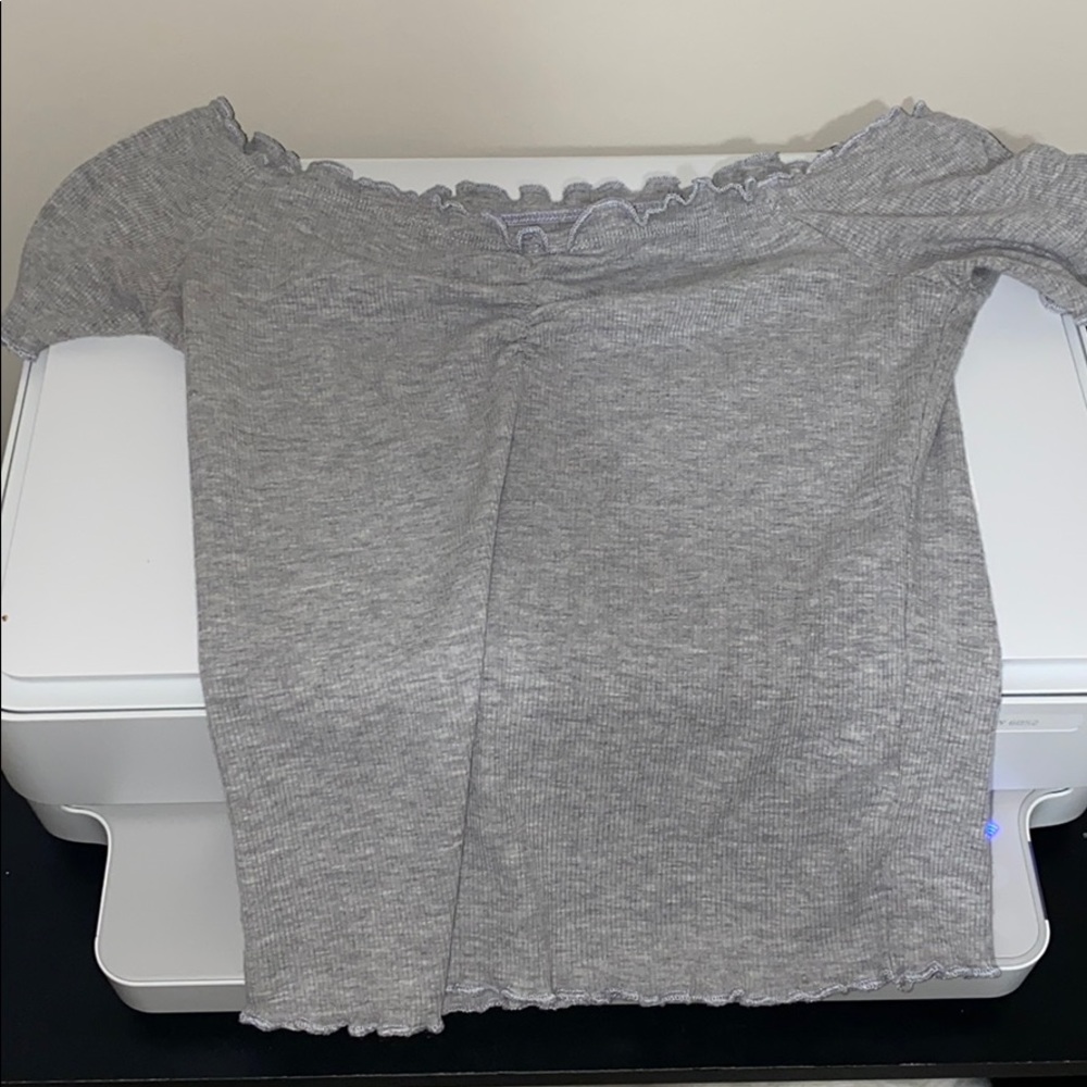 Gray Off shoulder crop top